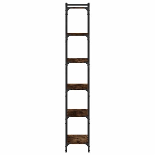 vidaXL Bookcase 6-Tier Smoked Oak 23.6 x11.8 x74 Engineered Wood Perspective: left
