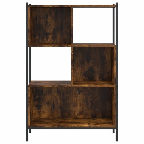 vidaXL Bookcase Smoked Oak 28.3 x11 x42.9 Engineered Wood Perspective: left