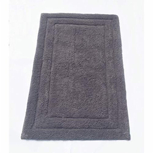 34, 24 Inch Rectangular Cotton Washable Bath Rug, Set of 2, Platinum Gray -Saltoro Sherpi Perspective: left
