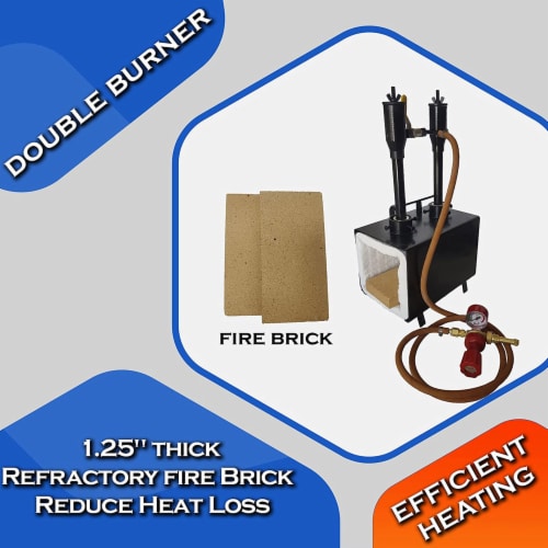 Simond Store PFI-20B Portable Propane Double Burner Rectangular Farrier Forge Perspective: left