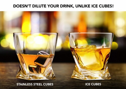 flybold Whiskey Set: Glasses, Stones, 8 Steel Cubes & Gift Packing Perspective: left