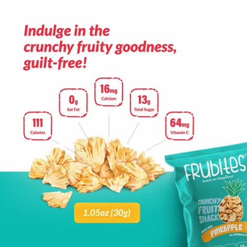 Crunchy Fruit Snacks - Freeze-Dried Pineapple, Perfect For School Lunches, No Sugar Added Perspective: left