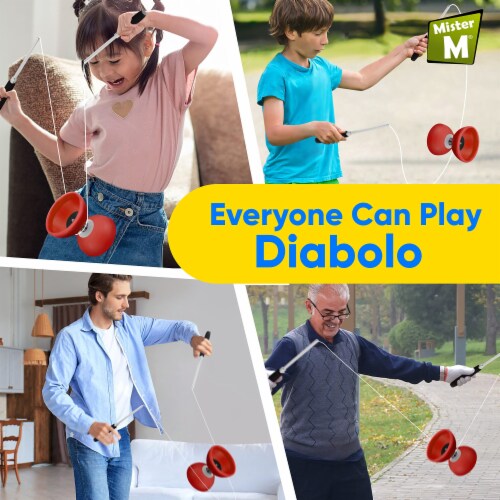 Diabolo Green ✓ Set Sticks & String ✓ Extra String ✓ Online Video by  Mister M Perspective: left
