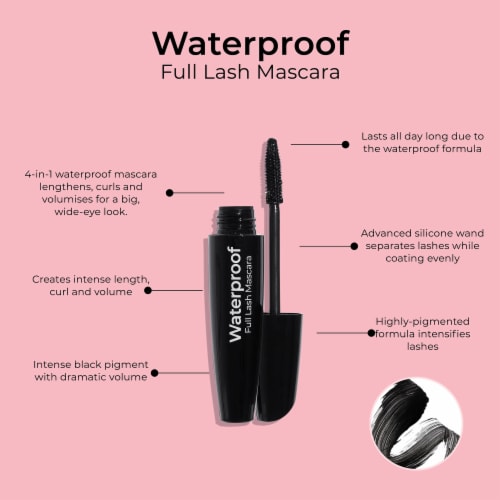 MCoBeauty Waterproof Full Lash Mascara Will Not Smudge or Budge Lasts All Day - Black Perspective: left