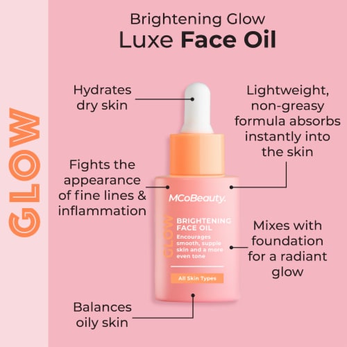 MCoBeauty Glow Brightening Face Oil Perspective: left