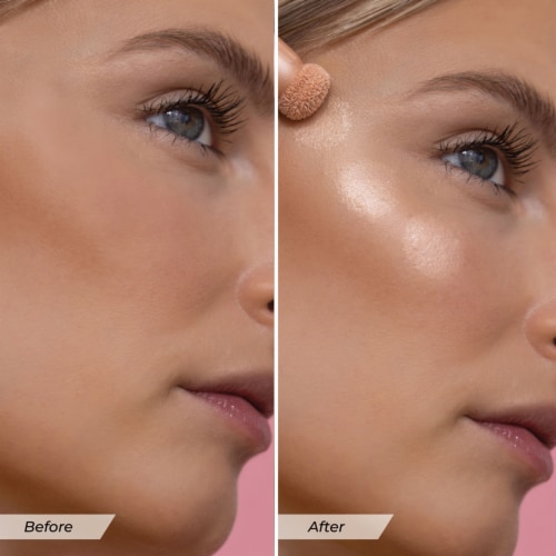 MCoBeauty Liquid Highlight & Glow Beauty Wand Highlighter Creamy Longwear Formula – Champagne Glow Perspective: left