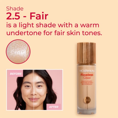 MCoBeauty Flawless Glow Luminous Filter Foundation Filter-like Dewy Finish – 2.5 Fair Perspective: left