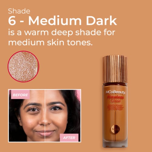 MCoBeauty Flawless Glow Luminous Filter Foundation Filter-like Dewy Finish – 6 Medium Dark Perspective: left