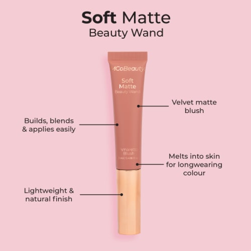 MCoBeauty Soft Matte Liquid Blush Beauty Wand Lightweight + Natural Finish - Amaretto Perspective: left