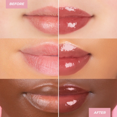 MCoBeauty Lip Plump 4-in-1 Hydrating Lip Lacquer Lip Balm Buildable Formula - Emily Nude Pink Perspective: left