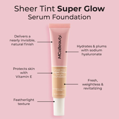 MCoBeauty Super Glow Sheer Tint Serum Foundation - 10-12 Deep Perspective: left