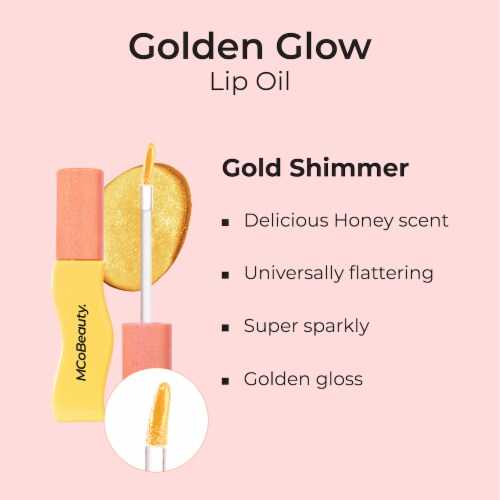 MCoBeauty Golden Glow Lip Oil - Gold Shimmer Perspective: left