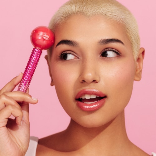 MCoBeauty Lip Pop 2-in-1 Lip Gloss & Ultra Balm - Strawberry Perspective: left