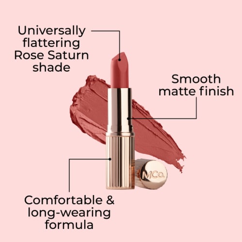MCoBeauty® Crème Matte Luxe Lipstick - Rose Saturn Perspective: left