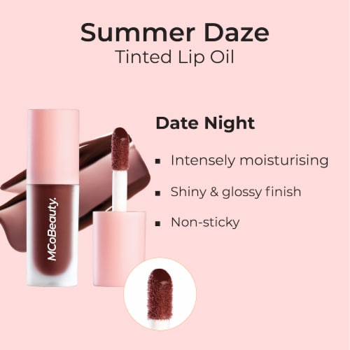 MCoBeauty Summer Daze Tinted Lip Oil - Date Night Perspective: left