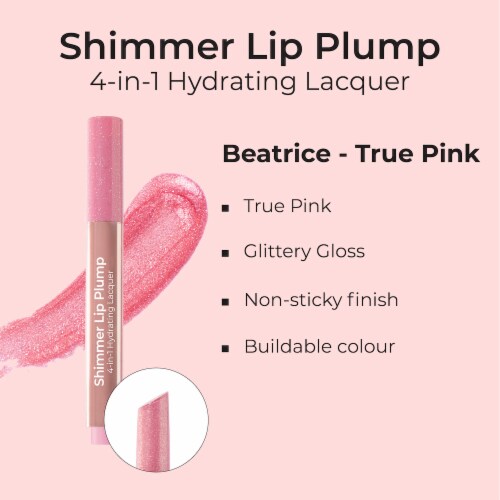 MCoBeauty Shimmer Lip Plump 4-in-1 Hydrating Lacquer - Beatrice / True Pink Perspective: left
