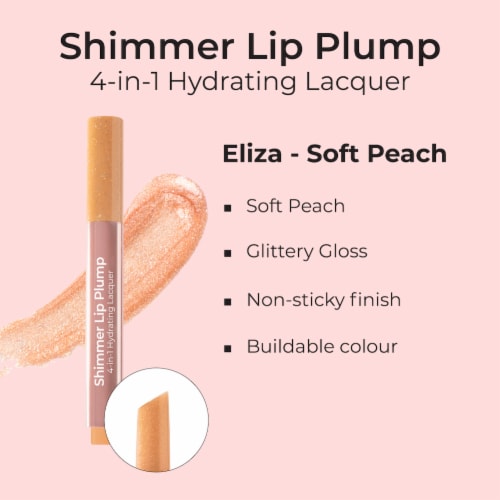 MCoBeauty Shimmer Lip Plump 4-in-1 Hydrating Lacquer - Eliza / Soft Peach Perspective: left