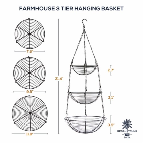 REGAL TRUNK  CO 3 Tier Hanging Fruit Basket Perspective: left