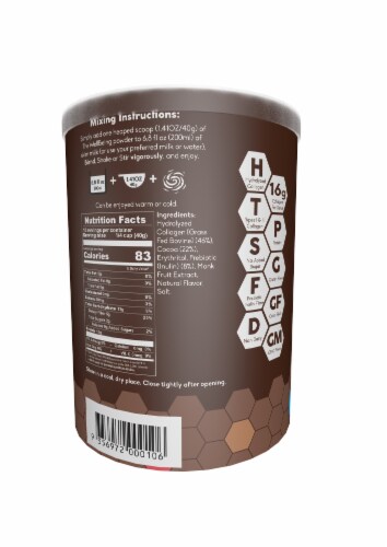 The WellBeing Responsibly Healthy Collagen Powder, Chocolate, 12.85 oz Perspective: left