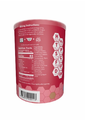 The WellBeing Strawberry Flavored Collagen Balanced Daily Drink Perspective: left