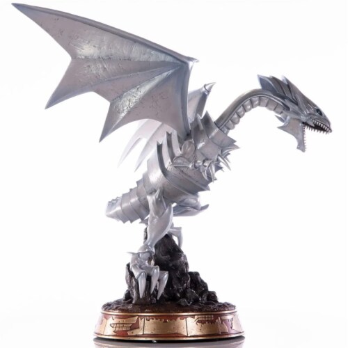 First4Figures Yu-Gi-Oh! Blue-Eyes White Dragon 14-Inch Silver Statue Perspective: left