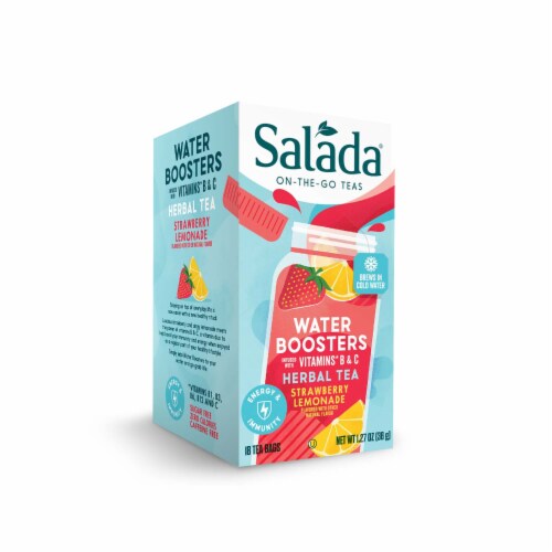 Salada Strawberry Lemonade On The Go Water Boosters, Cold Infused Tea,Healthy Water Flavoring Perspective: left