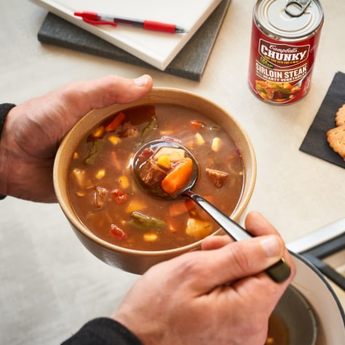 Campbell's Chunky Grilled Sirloin Steak with Hearty Vegetables Soup Case Sale Perspective: left