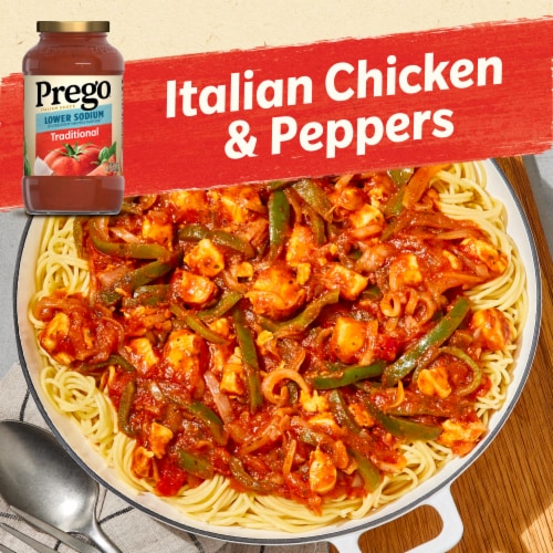 Prego Traditional Lower Sodium Pasta Sauce Case Sale Perspective: left