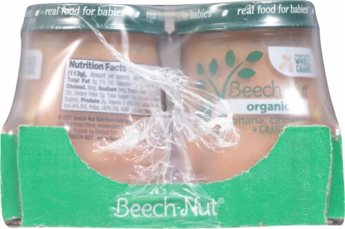 Beech-Nut Organic Banana Cinnamon & Granola Stage 2 Baby Food Perspective: left