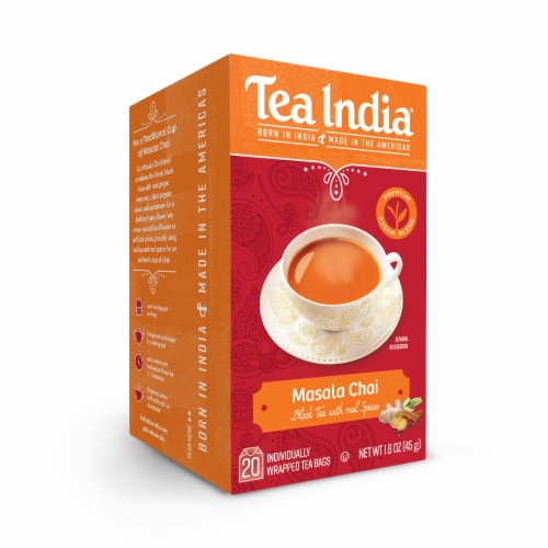 Tea India Masala Chai Tea with 20 Individually Wrapped Teabags Pack of 4 Perspective: left