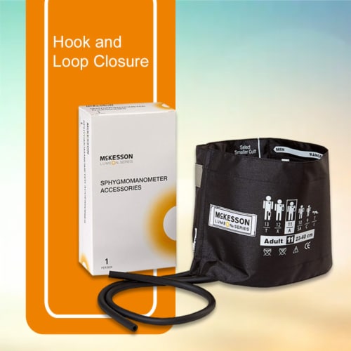 McKesson LUMEON Adult Cuff Arm Reusable Blood Pressure Cuff 01-845-11ABK-2GM Black 1 per Box Perspective: left