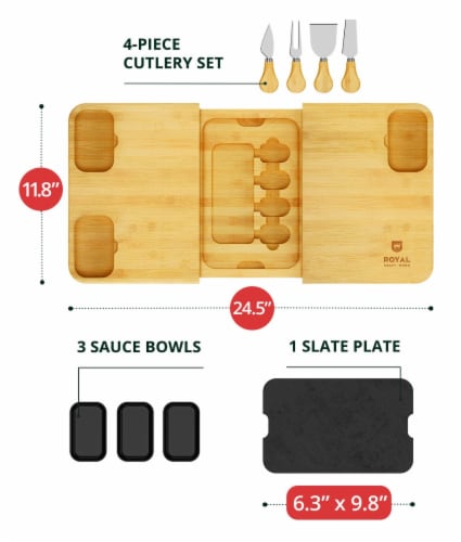 Royal Craft Wood Cracker and Cheese Tray with Slate Plate Perspective: left