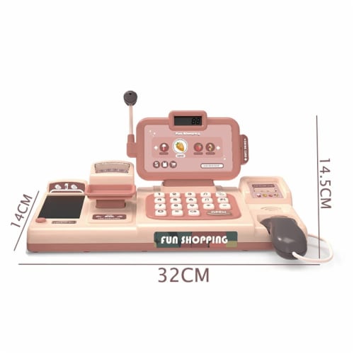 CAJA REGISTRADORA DE JUGUETE TOY CASH REGISTER PINK 24 Accessories LCD  CALCULATOR Para Niñas 