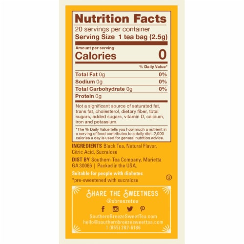 Southern Breeze Cold Brew Sweet Tea Half and Half Iced Tea with 20 Tea Bags, Pack of 4 Perspective: left