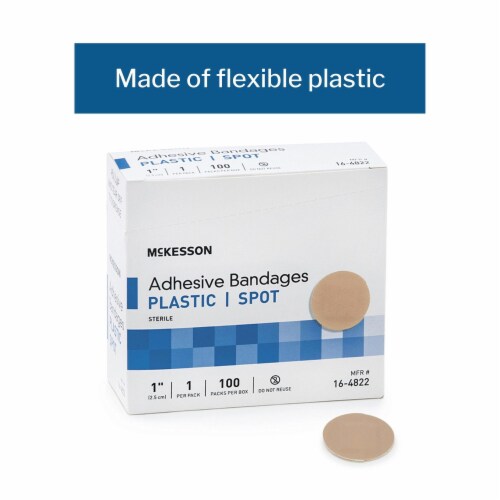 McKesson Tan Plastic Adhesive Spot Bandage Sterile 1 2400 per Case Perspective: left