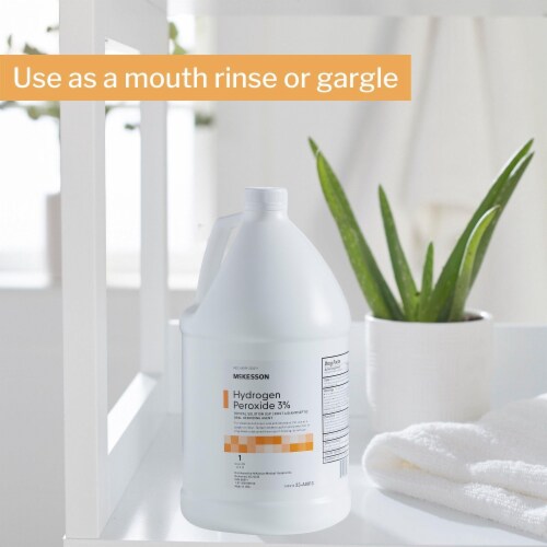 McKesson Antiseptic Hydrogen Peroxide 1 gal. Bottle Topical Liquid 3% Strength , 4 Ct Perspective: left