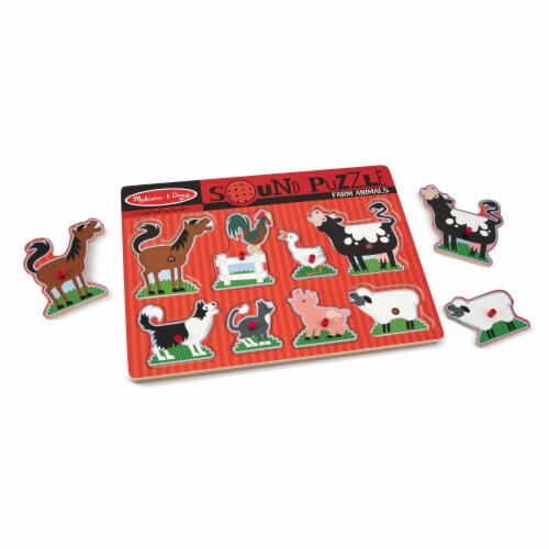 Melissa & Doug® Hand Crafted Farm Animals Sound Puzzle Perspective: right