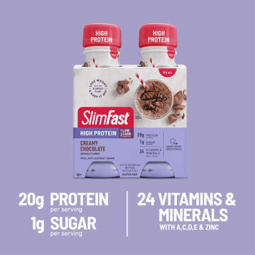 SlimFast High Protein Creamy Chocolate Meal Replacement Shakes Perspective: right