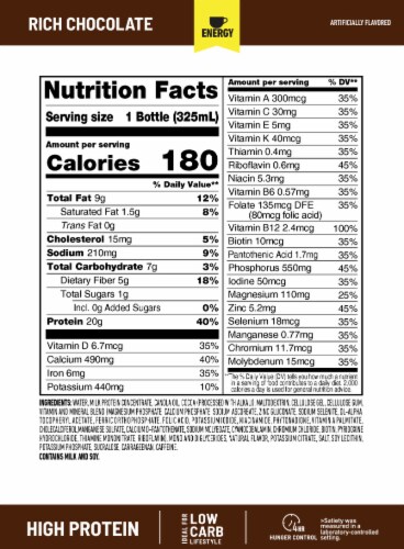 SlimFast High Protein + Energy Rich Chocolate Meal Replacement Shake, Ready to Drink, 4 Ct Perspective: right