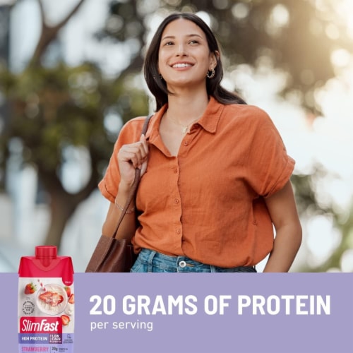 SlimFast High Protein Strawberries & Cream Meal Replacement Shakes Perspective: right