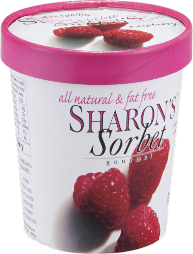 Sharon's Fat Free Raspberry Sorbet Pint Perspective: right