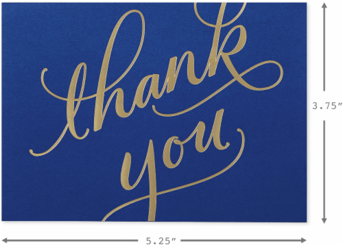 Hallmark #70 Boxed Navy and Gold Script Thank You Cards Perspective: right