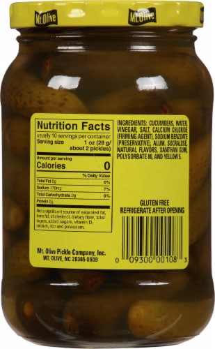 Mt. Olive No Sugar Added Sweet Gherkin Pickles Perspective: right