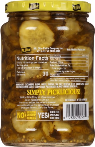 Mt Olive Simply Bread & Butter Chips Pickles Perspective: right