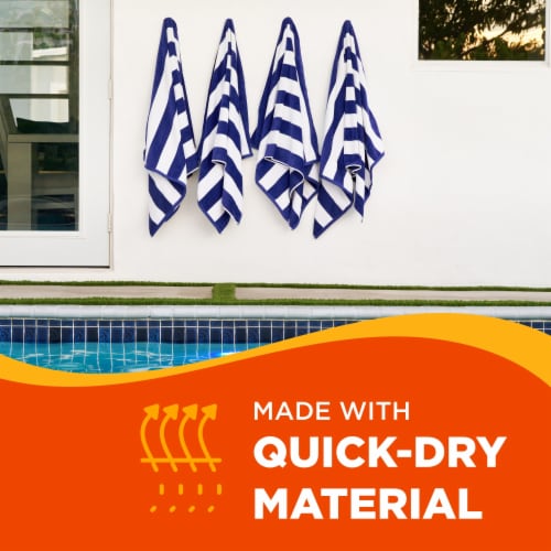Ben Kaufman Oversized Striped Towels, 100% Cotton, Quick-Dry, 32 x 62 , Blue 2PK Perspective: right