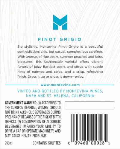 Montevina Pinot Grigio California White Wine Perspective: right