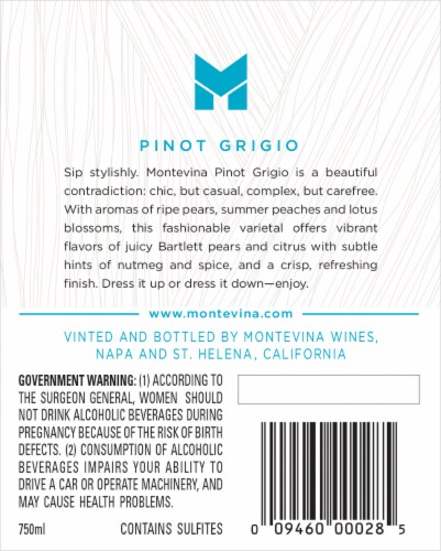 Montevina Pinot Grigio California White Wine Perspective: right