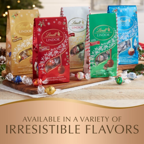 Lindt LINDOR Assorted Chocolate Candy Truffles Traditions Gift Box Perspective: right