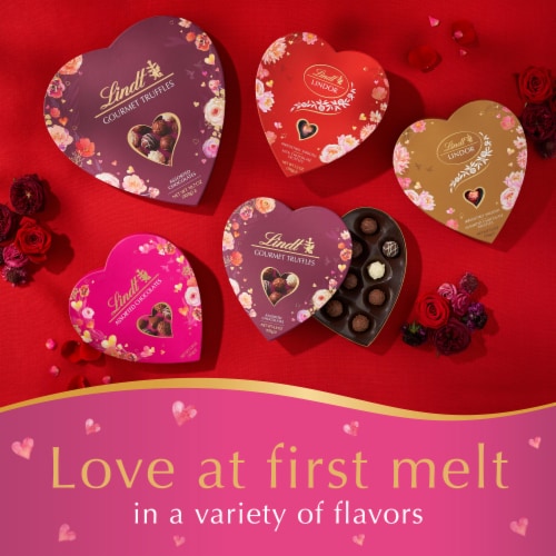 Lindt Valentine's Classic Heart Assorted Chocolate Candy Truffles Gift Box Perspective: right