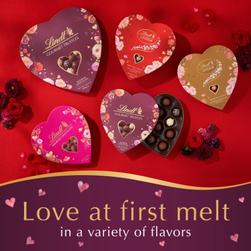 Lindt Valentine's Assorted Chocolate Gourmet Truffles Heart Gift Box Perspective: right